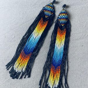 Boucles d’oreilles Chaquira en perles de verre - Artisanat Huichol